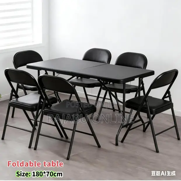 Black Affordable Table and Chair Set - 1