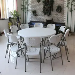 10-Person Round Foldable Dining Table