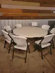 10-Person Round Foldable Dining Table - 2