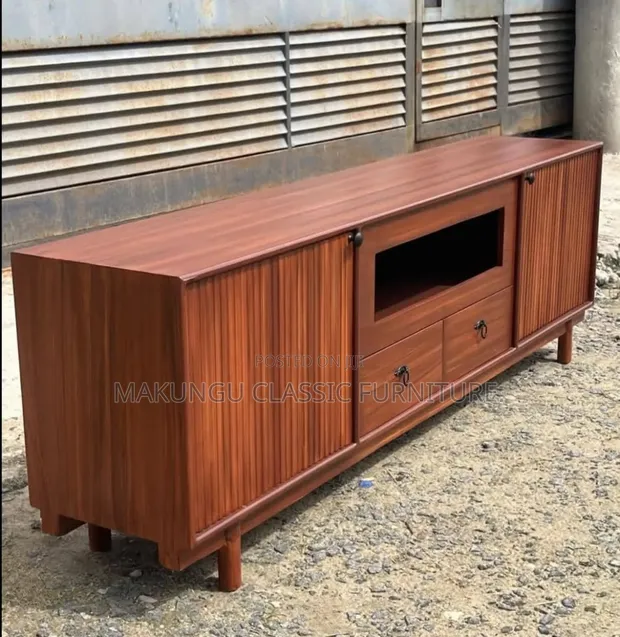 Woodstock TV Showcase 6.5ft - Brown Hardwood - 1