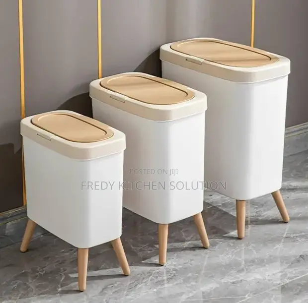 Set of 3 Hard Plastic Dustbins - 1