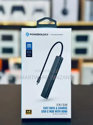 Powerology 6-in-1 USB-C Hub HDMI 100W PD