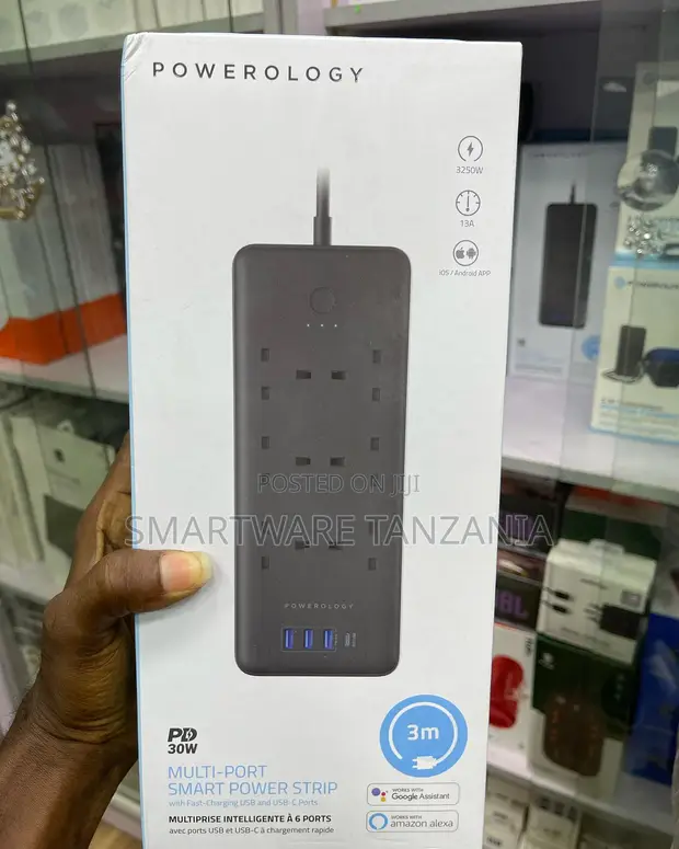 Powerology Smart Power Strip 6 Outlet 3 USB PD 30W Alexa Google 3m - 1