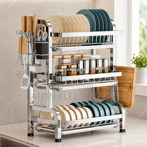 3-Tier Stainless Steel Dish Drainer - 1