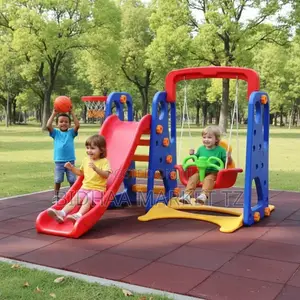 Kids Swing Set with Slide and Basketball Hoop