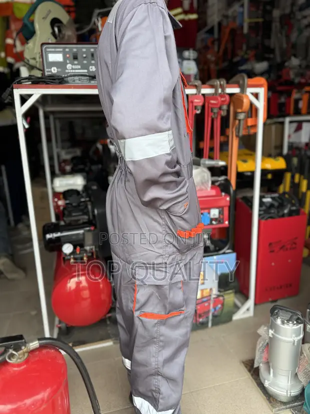 Grey Cotton Safety Coveralls - 1