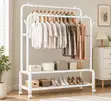 Premium Double-Rail Clothes Rack with Shelves & Wheels - 1