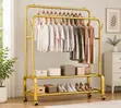 Premium Double-Rail Clothes Rack with Shelves & Wheels - 2