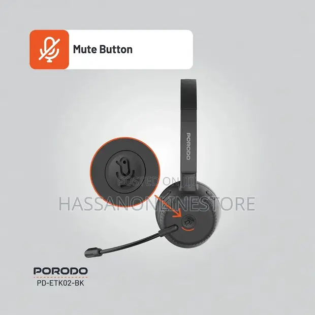 Porodo Office Wireless Headset - Black - 1