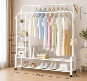 Heavy Duty Double Pole Clothes Hanging Rack