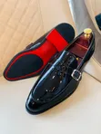 Viatu vya Ngozi vya Wanaume Dior Moccasins - Nyeusi - 1