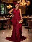 Maroon Party Dress for Women - 2