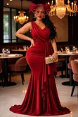 Maroon Party Dress for Women - 3