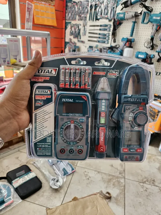 Total 3pc Electrical Test Kit Multimeter Voltage Detector - 1