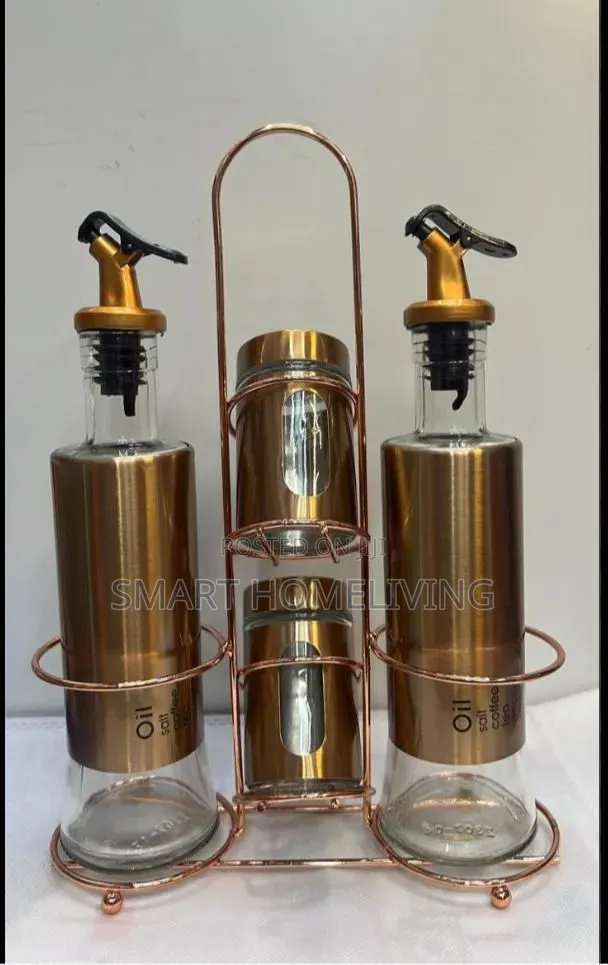 5 Piece Cruet and Spice Rack Set - Bronze Finish - 1