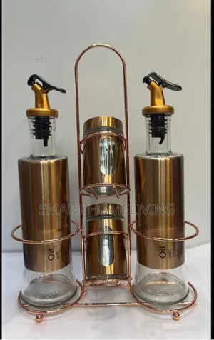 5 Piece Cruet and Spice Rack Set - Bronze Finish