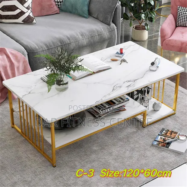 Rectangular Coffee Table - White and Black - 1