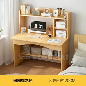 Modern Executive Study Desk with Bookshelf