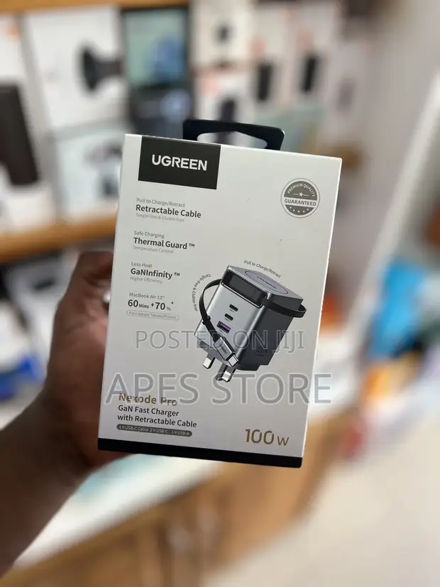 Ugreen Nexode Pro 100W Gan Fast Charger with Retractable Cable - 1