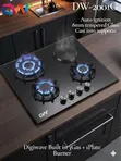 Digiwave Hob 3 Gas + 1 Plate Mwili wa Kioo 60x60cm - 1