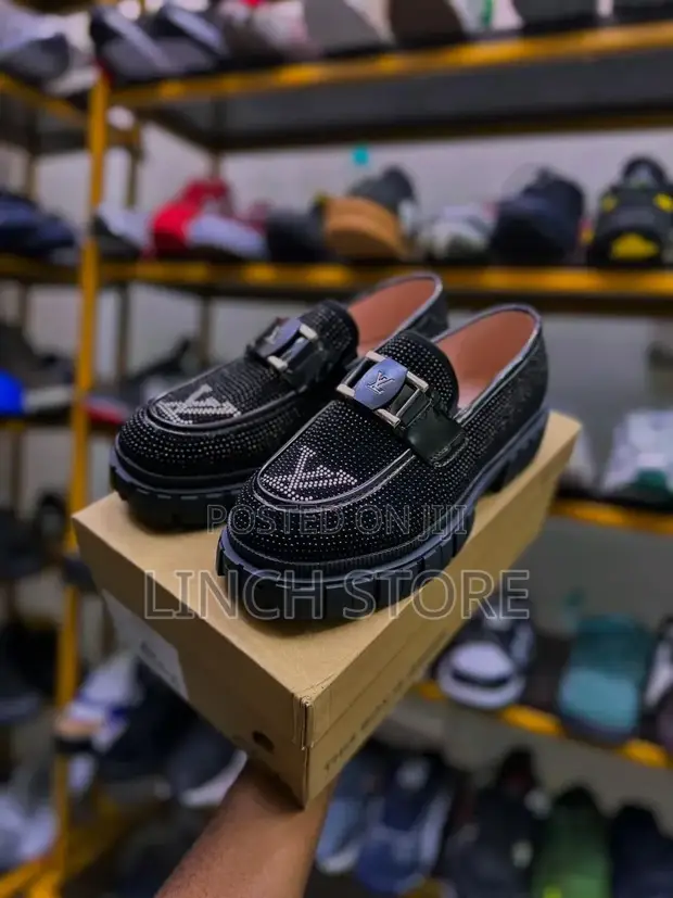 Black Studded Louis Vuitton Loafers - 1