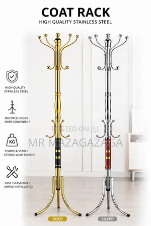 Stainless Steel Coat & Hat Rack (30kg Capacity)
