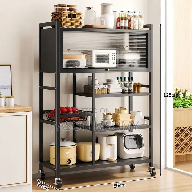 Multi-Tier Kitchen Appliances Rack with Transparent Cabinet - 1