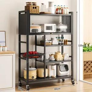 Multi-Tier Kitchen Appliances Rack with Transparent Cabinet