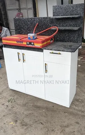 Kitchen Cabinets with 3 Doors and 2 Gas Burner Stove