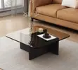 Coffee Table with Glass Top and Wood Frame - 1