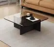 Coffee Table with Glass Top and Wood Frame - 2