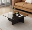 Coffee Table with Glass Top and Wood Frame - 3