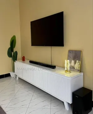 7ft White TV Showcase - Woodstock