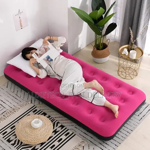 Single Inflatable Air Mattress with Hand Pump - 1