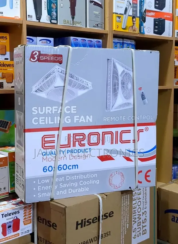 Euronic Surface Ceiling Fan 60x60cm with Remote - 1
