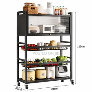 Multi-Tier Kitchen Appliance Rack with Transparent Cabinet