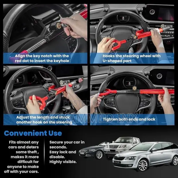 Universal Anti-Theft Steering Wheel Lock - 1