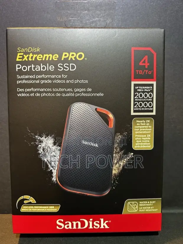 SanDisk Extreme Portable SSD 4TB USB 3.2 External Storage - 1