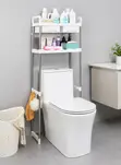 2-Tier Stainless Steel Toilet Rack with Shelves - 1