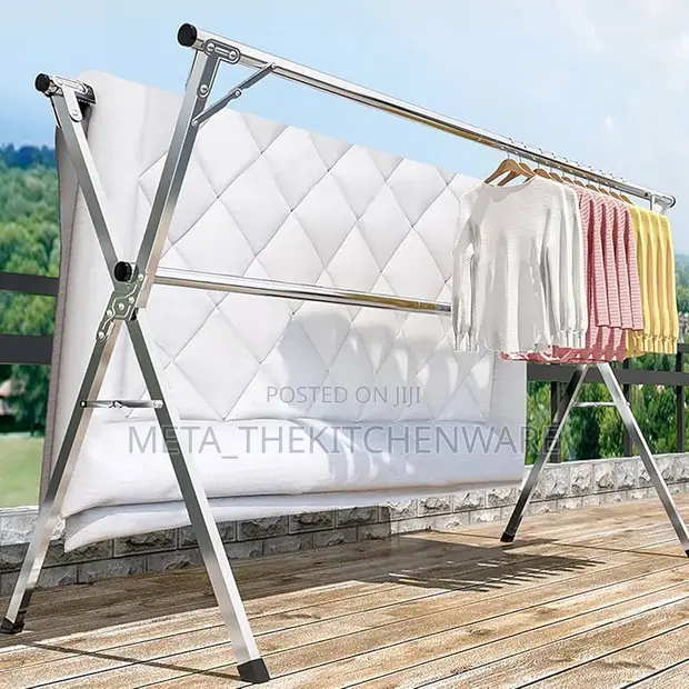 Foldable Clothes Drying Rack - Stainless Steel - 1