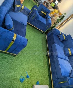 Classic 3:2:1 Sofa Set with Gold Accents