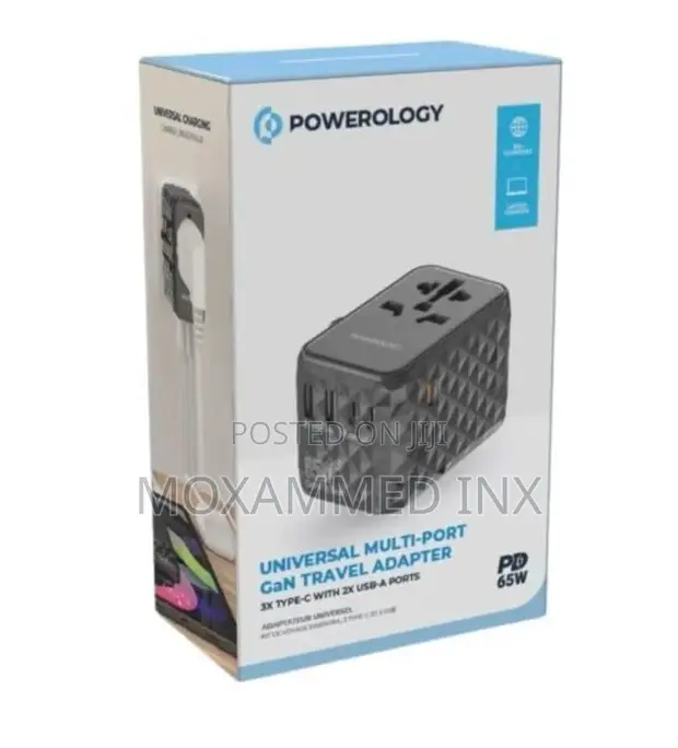 Powerology 65W PD Universal Multiport GaN Travel Adapter - 1