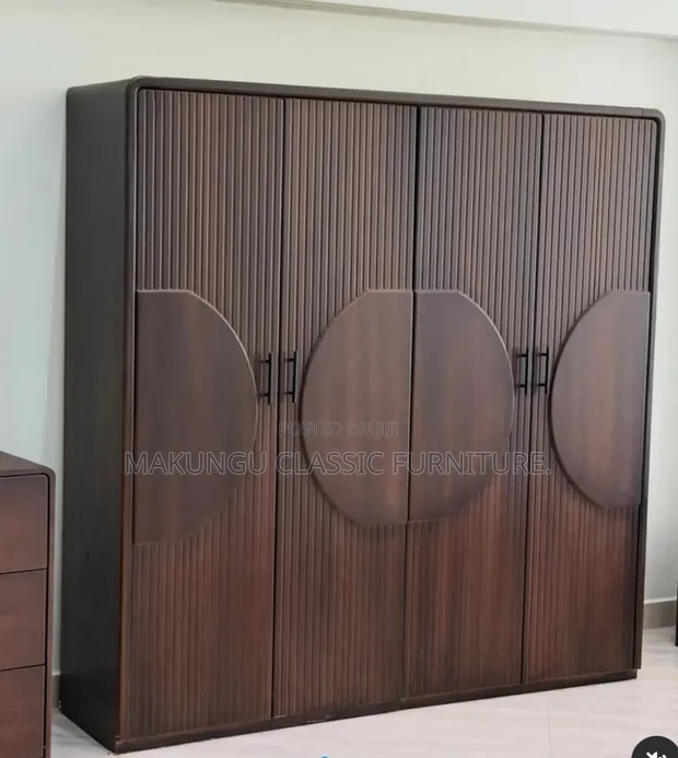 Brand New 4-Door Teak Wood Wardrobe - 1