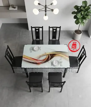 Modern Glass Dining Table Set (4-6 People)