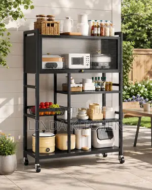 Multi-Tier Kitchen Rack with Cabinet