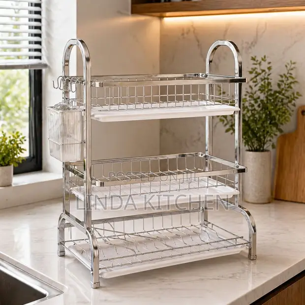 3-Tier Stainless Steel Dish Drainer - 1