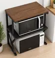 2-Tier Wood and Metal Microwave Rack - 2