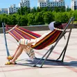 Hammock ya Chuma Inayokunjwa na Stand Mbili (400lbs) - 3