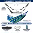 Hammock ya Chuma Inayokunjwa na Stand Mbili (400lbs) - 4