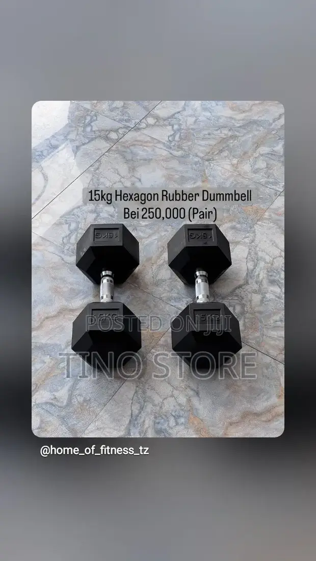 15kg Hexagon Rubber Dumbbell - 1